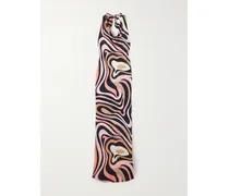 Marmo Crystal-embellished Printed Satin-jersey Halterneck Maxi Dress - Pink