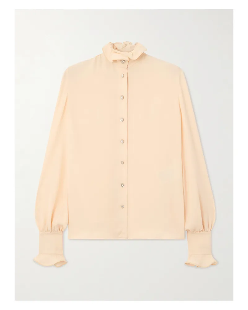 Valentino Garavani Bluse Aus Seidenchiffon Mit Rüschen - Creme Creme