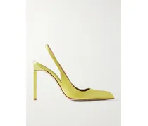 Satin Slingback Pumps - Yellow