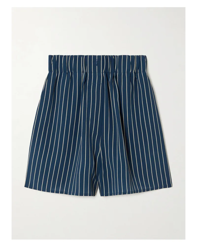 FRANKIE Shop Lui Shorts Aus Gestreiftem Crêpe - Blau Blau