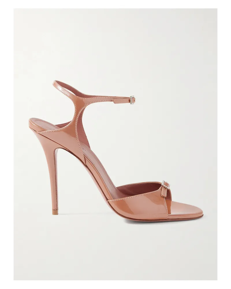 Amina Muaddi Adut Sandalen Aus Lackleder Mit Schnallen Und Kristallen - Metallic Metallic