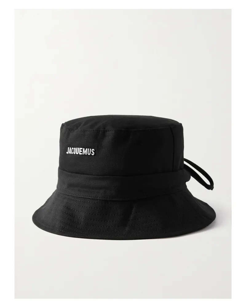 Jacquemus Le Bob Fischerhut Aus Baumwoll-canvas Mit Verzierung - Schwarz Schwarz