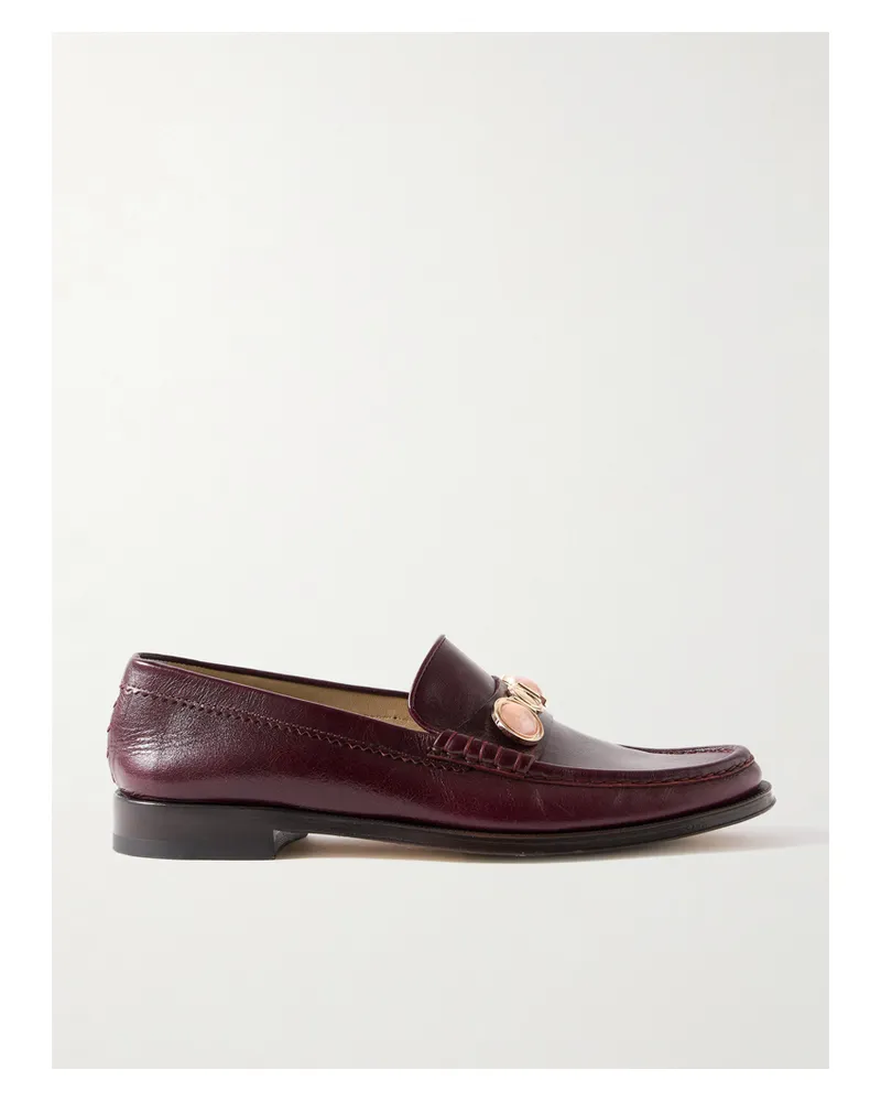 Gabriela Hearst Melchora Embellished Leather Loafers - Burgundy Burgundy