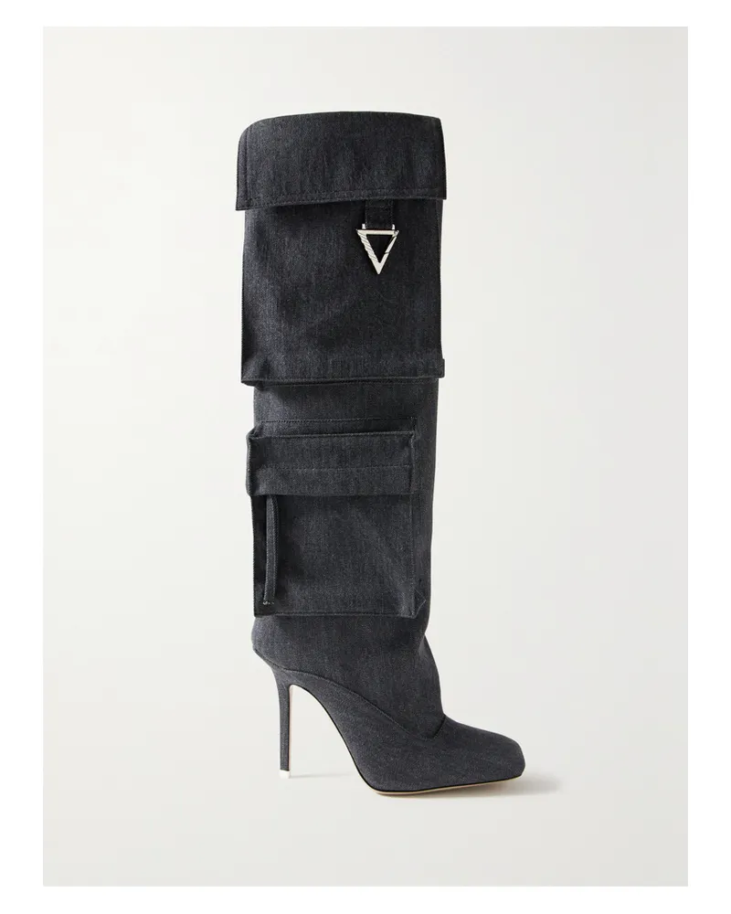 ATTICO Sienna Kniehohe Stiefel Aus Canvas Mit Verzierung - Grau Grau
