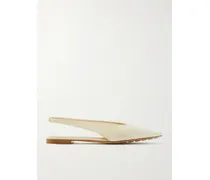 Sofia Leather Slingback Point-toe Flats - Cream