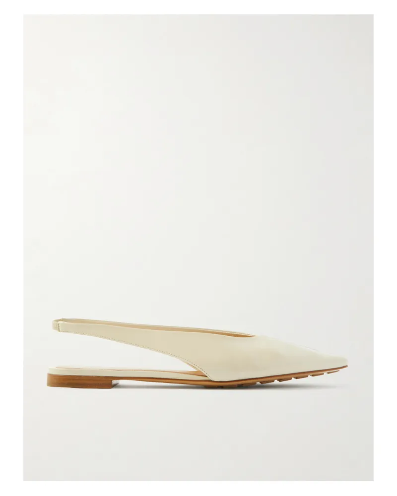 Bottega Veneta Sofia Leather Slingback Point-toe Flats - Cream Cream