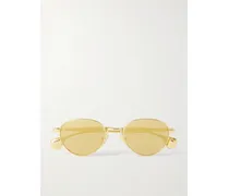 Round-frame Gold-tone Sunglasses