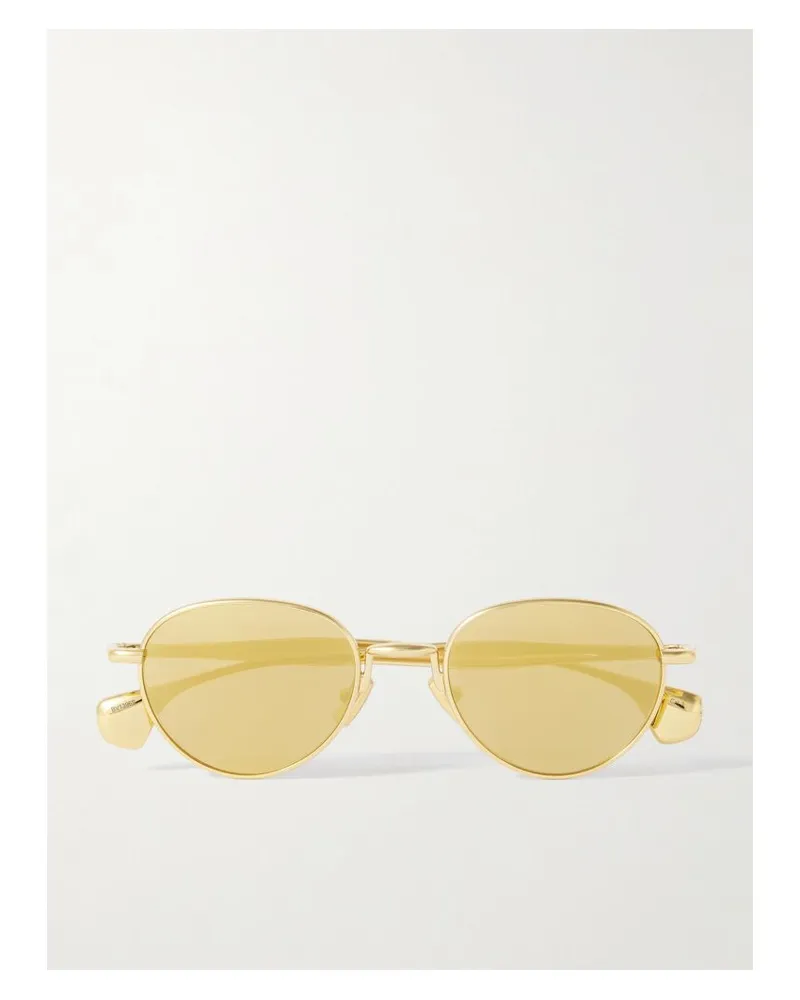 Bottega Veneta Goldfarbene Sonnenbrille Mit Rundem Rahmen Gold