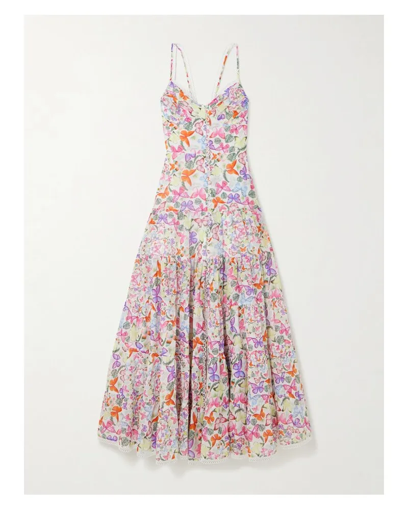 Charo Ruiz Melia Maxikleid Aus Bedrucktem Voile Aus Einer Baumwollmischung - Pink Pink