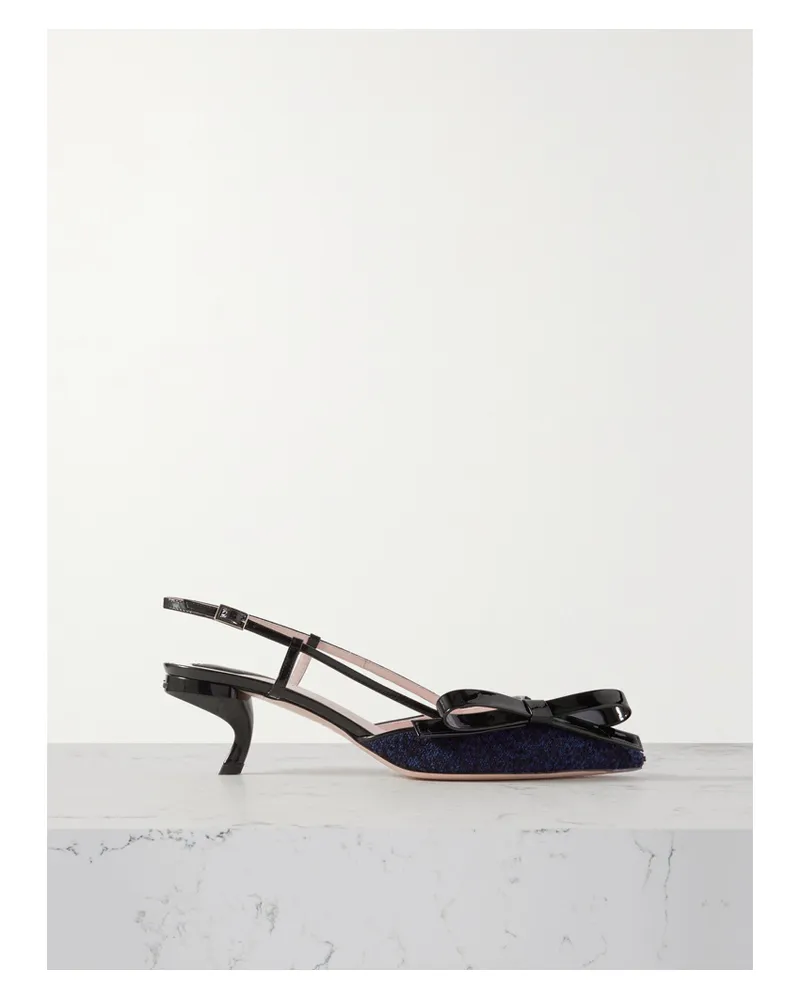 Roger Vivier Virgule 55 Slingback-pumps Aus Lackleder Und Bouclé-tweed - Blau Blau
