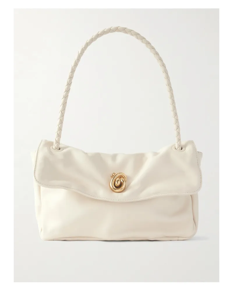 Bottega Veneta Madison Medium Intrecciato-trimmed Leather Shoulder Bag - Neutrals Neutrals