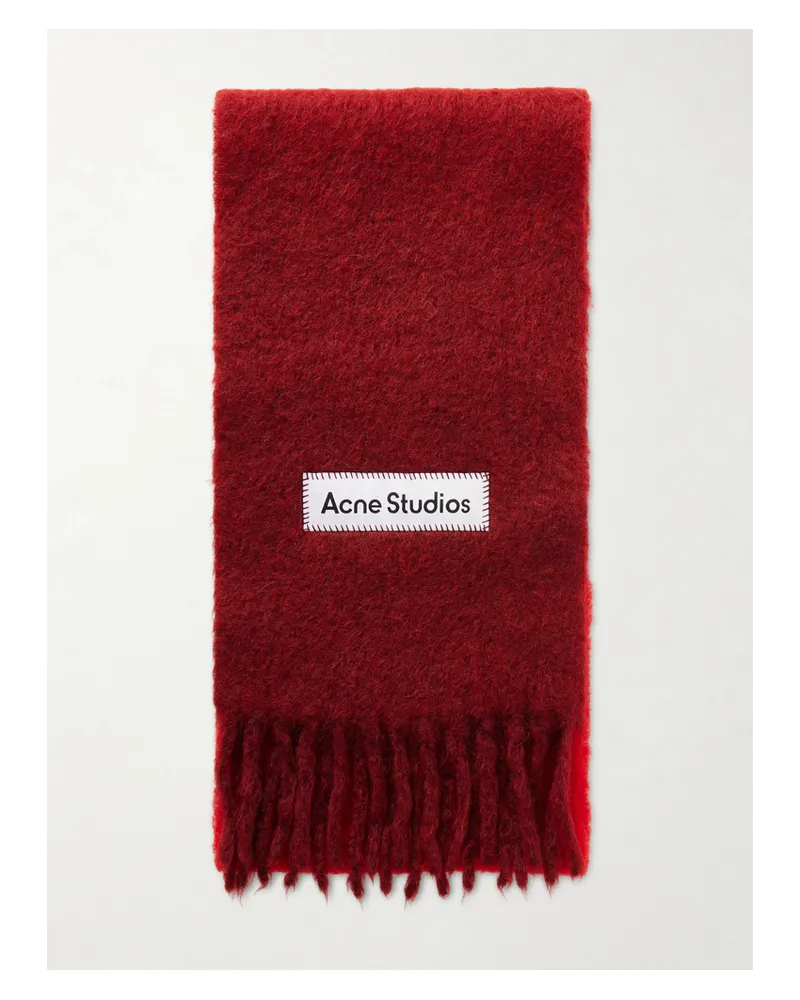 Acne Studios Fringed Appliquéd Felt Scarf - Red Red