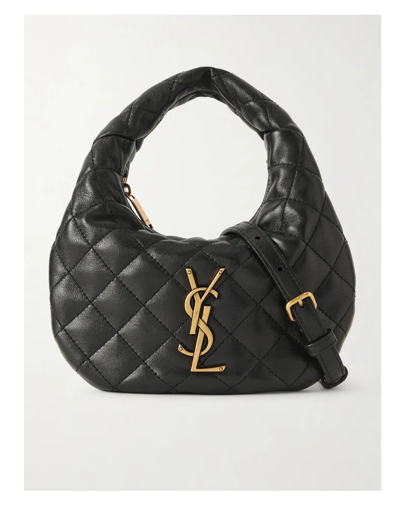 Saint Laurent Icarino Mini Quilted Leather Shoulder Bag - Black Black