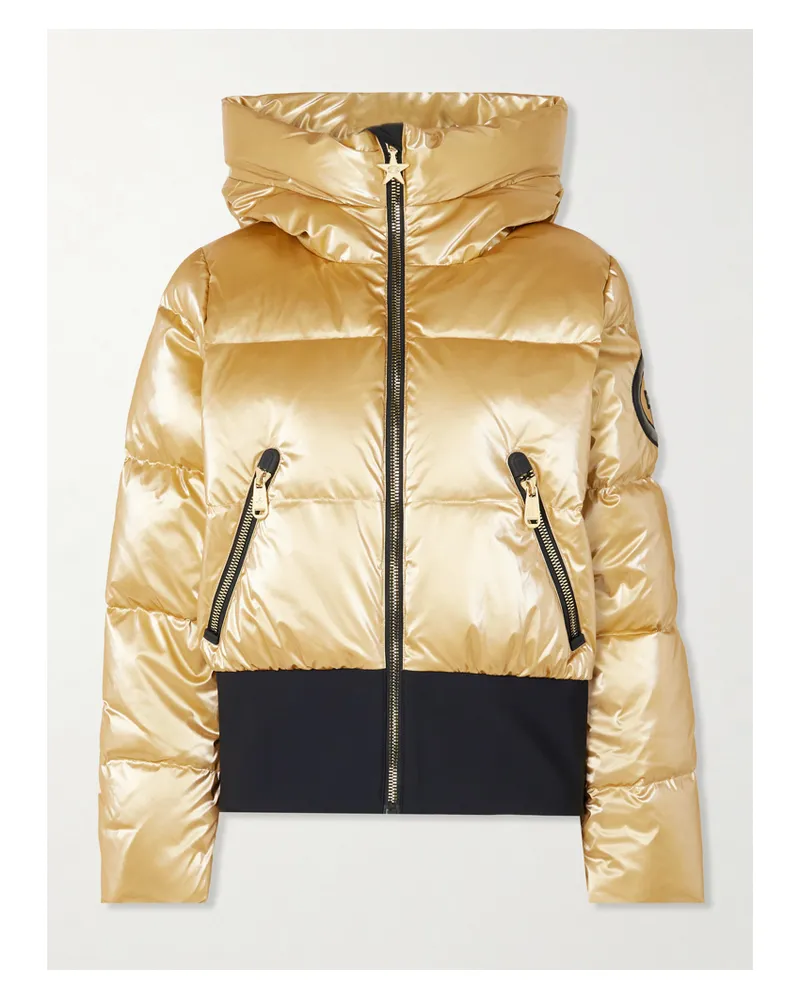 GOLDBERGH Bombardino Gesteppte Skijacke In Metallic-optik Mit Kapuze Und Daunenfüllung Gold