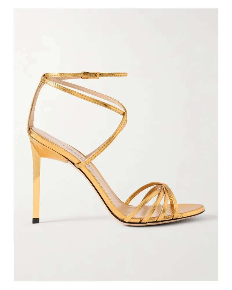 Tom Ford Sandalen Aus Metallic-leder Mit Eidechseneffekt - Gold Gold