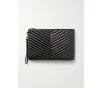 Monogramme Quilted Leather Pouch - Black