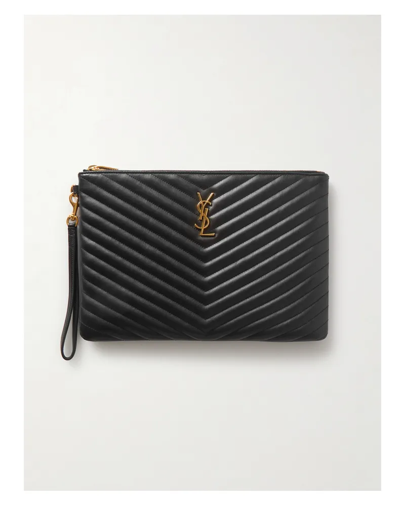 Saint Laurent Monogramme Quilted Leather Pouch - Black Black