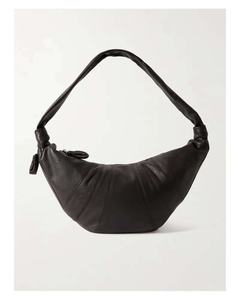 Christophe Lemaire Croissant Large Paneled Textured-leather Shoulder Bag - Brown Brown