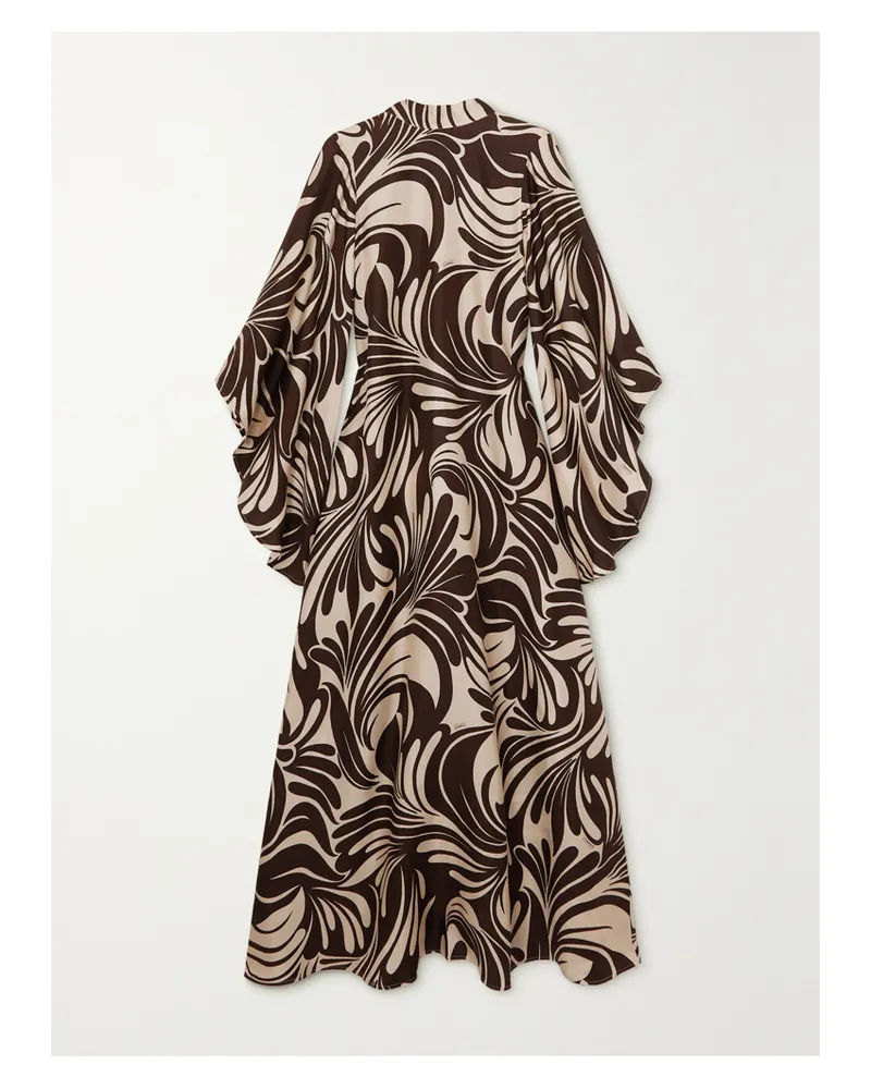 La DoubleJ Magnifico Maxikleid Aus Bedrucktem Seiden-twill - Braun Braun