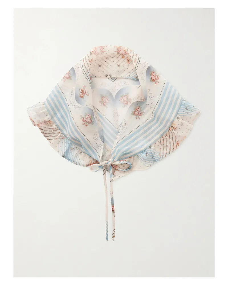 Anna Sui Ruffled Printed Chiffon Headband - Blue Blue