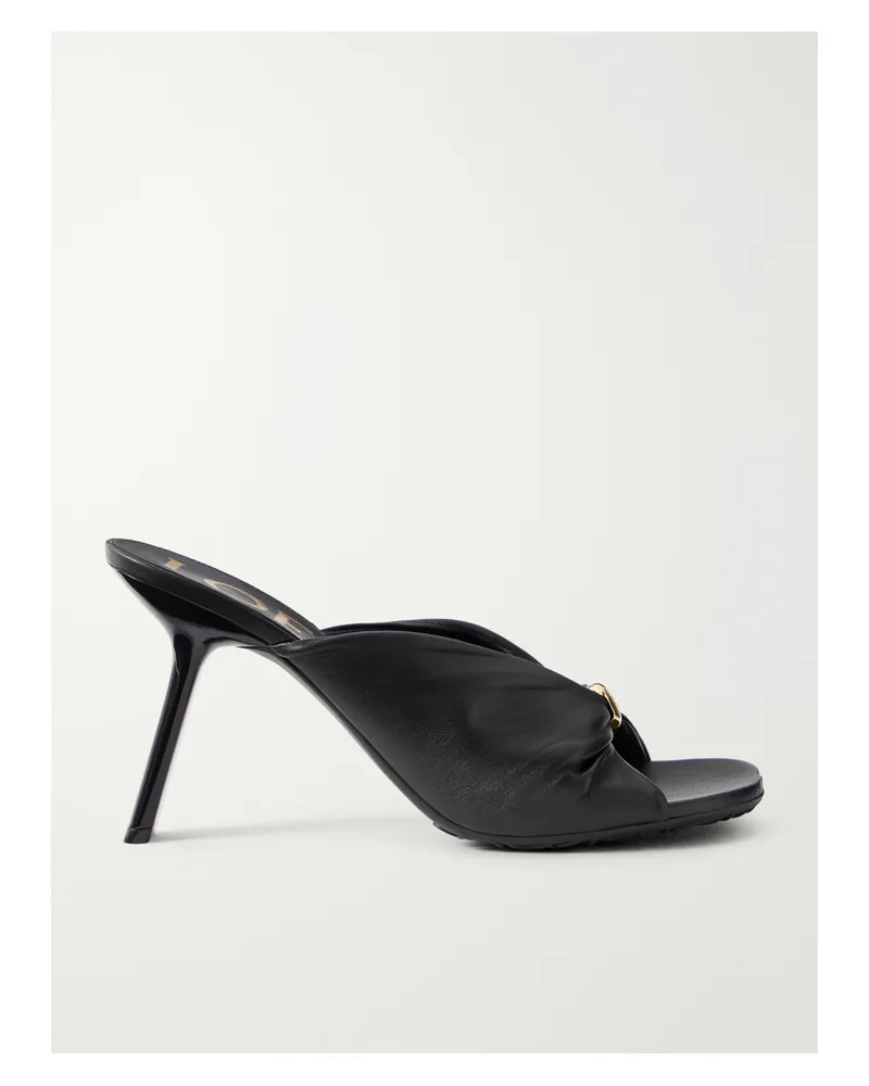 Loewe Paula's Ibiza Leather Sandals - Black Black