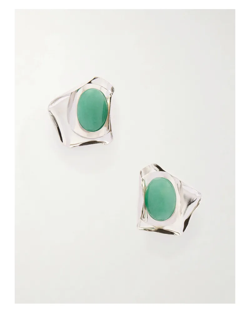 Jennifer Behr Kendall Silver-tone Aventurine Earrings - Green Green