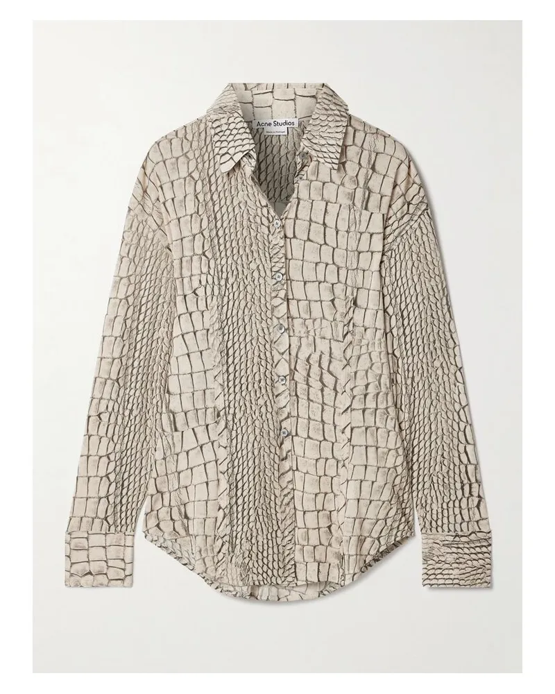 Acne Studios Oberteil Aus Stretch-mesh Mit Trompe-l'œil-print - Ecru Ecru