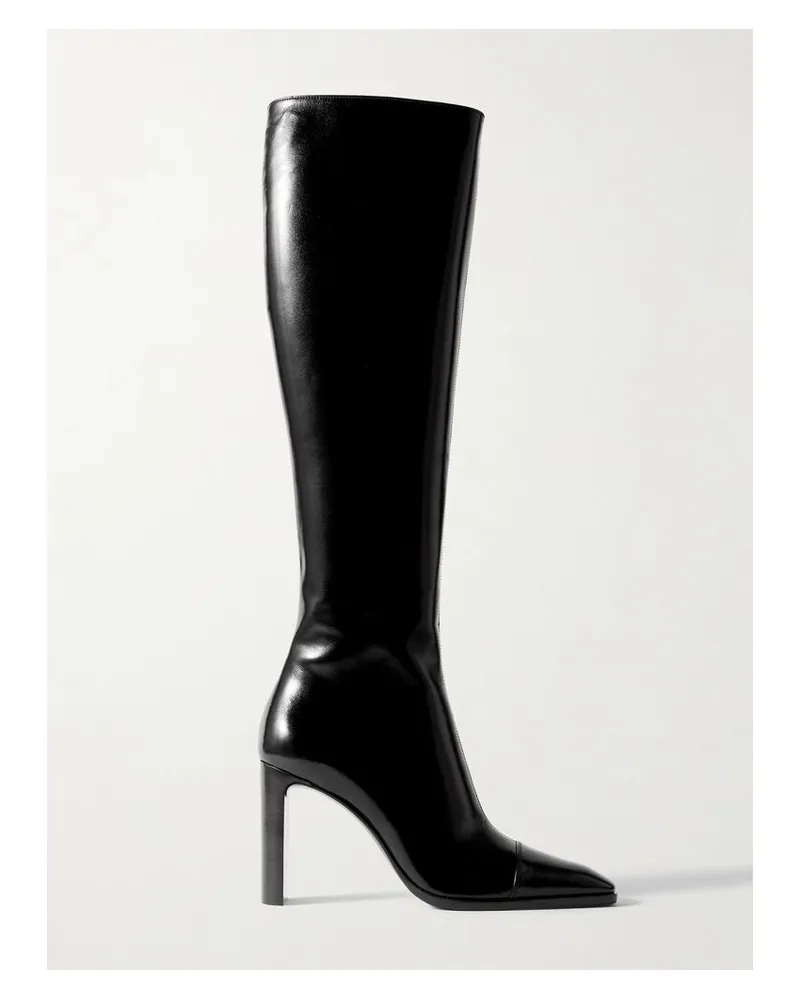 Saint Laurent Venetia Kniehohe Stiefel Aus Leder - Schwarz Schwarz