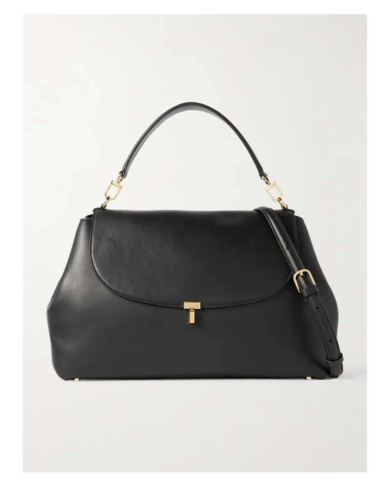 Totême T-lock Large Leather Shoulder Bag - Black Black