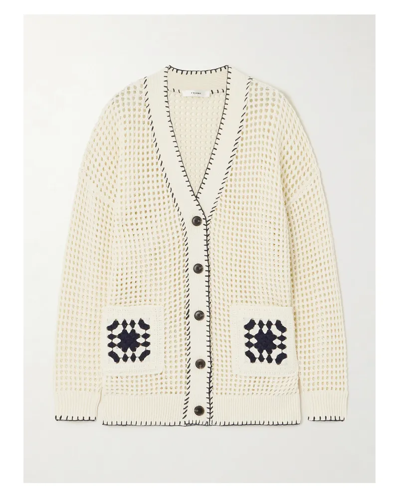 Frame Denim Cardigan Aus Einer Gehäkelten Baumwollmischung - Creme Creme