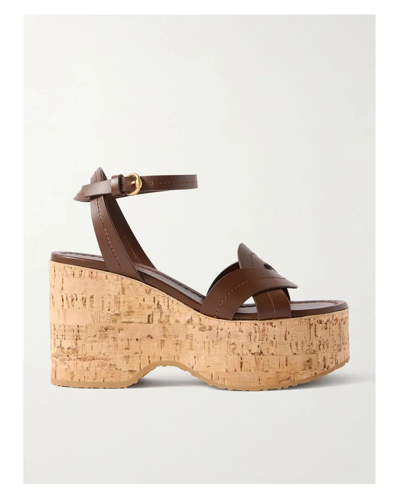 Gianvito Rossi 105 Plateausandalen Aus Leder - Braun Braun