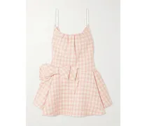Minikleid Aus Kariertem Tweed Mit Schleife - Pink