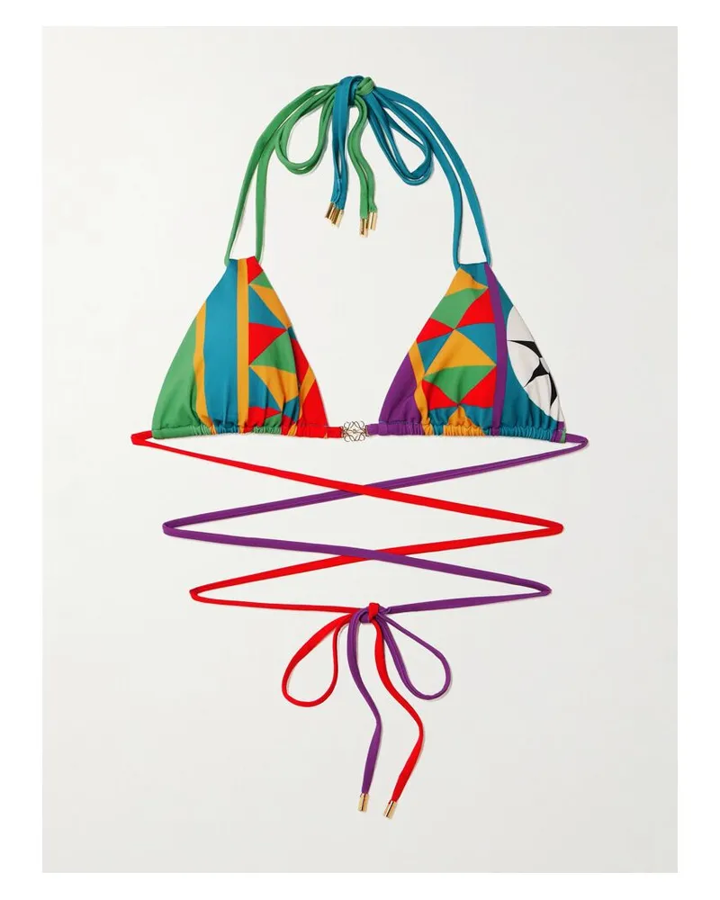 Loewe Paula's Ibiza Bedrucktes Triangel-bikini-oberteil Mit Verzierungen - Mehrfarbig Mehrfarbig