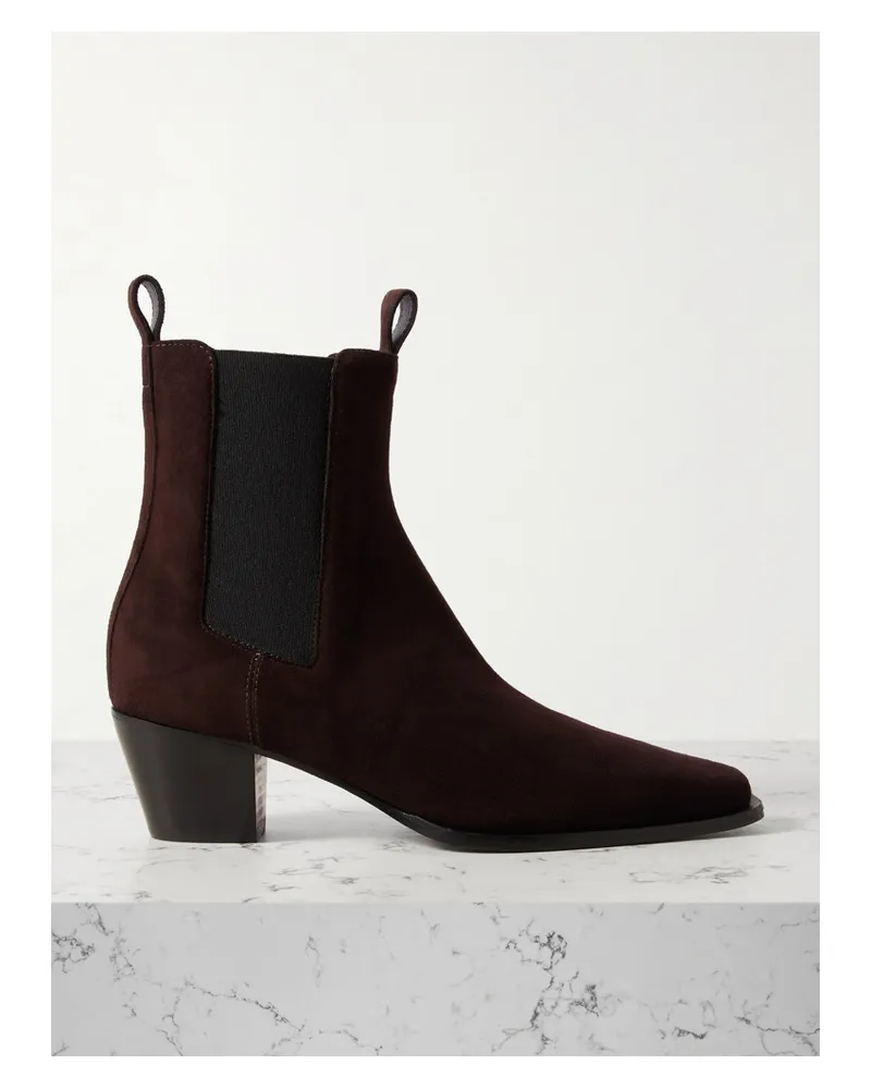 Totême The City Chelsea Boots aus Veloursleder Braun