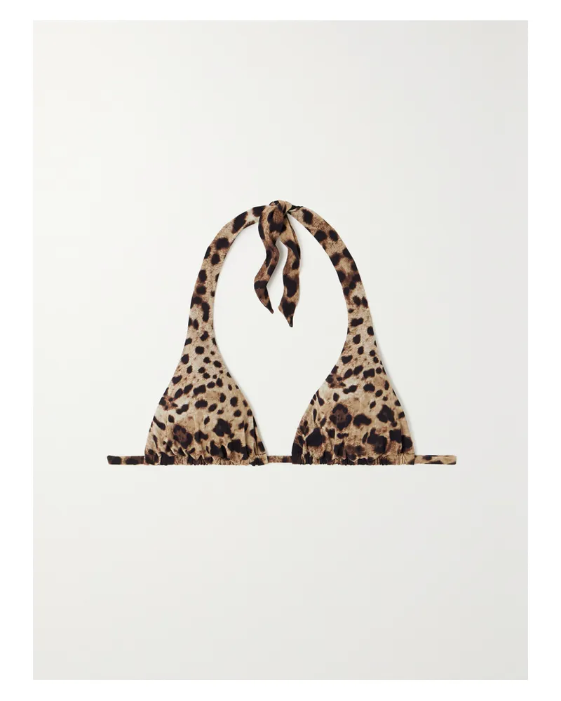 Dolce & Gabbana Leopard-print Halterneck Bikini Top - Animal print Animal