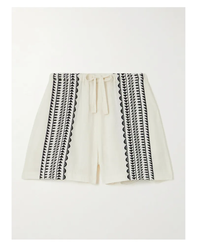 lemlem Safia Shorts Aus Einer Baumwollmischung Mit Streifen - Wollweiß Wollweiß