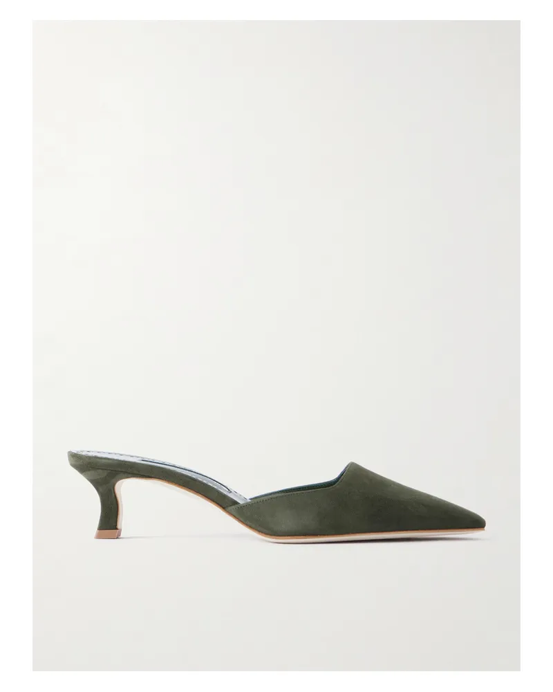 Manolo Blahnik Moiramu 50 Mules Aus Veloursleder - Grün Grün
