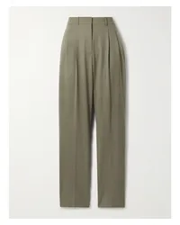 Stella McCartney Hose aus Woll-twill mit Falten Grün