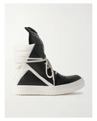 Rick Owens Geobasket Zweifarbige Sneakers aus Leder Schwarz