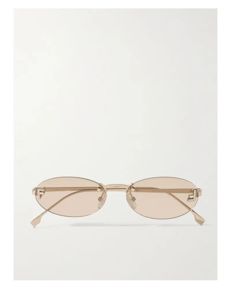 Fendi Rahmenlose, Ovale Sonnenbrille Mit Goldfarbenen Details Und Kristallen - Roségold Roségold