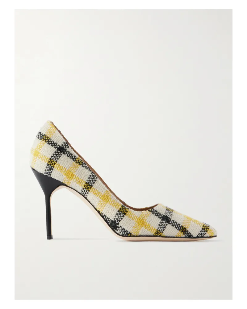 Manolo Blahnik Bb 90 Pumps Aus Kariertem Tweed - Gelb Gelb