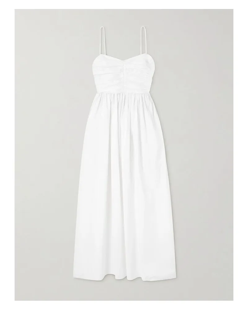 Matteau Midikleid Aus Biobaumwollpopeline Mit Raffungen - Weiß Weiß