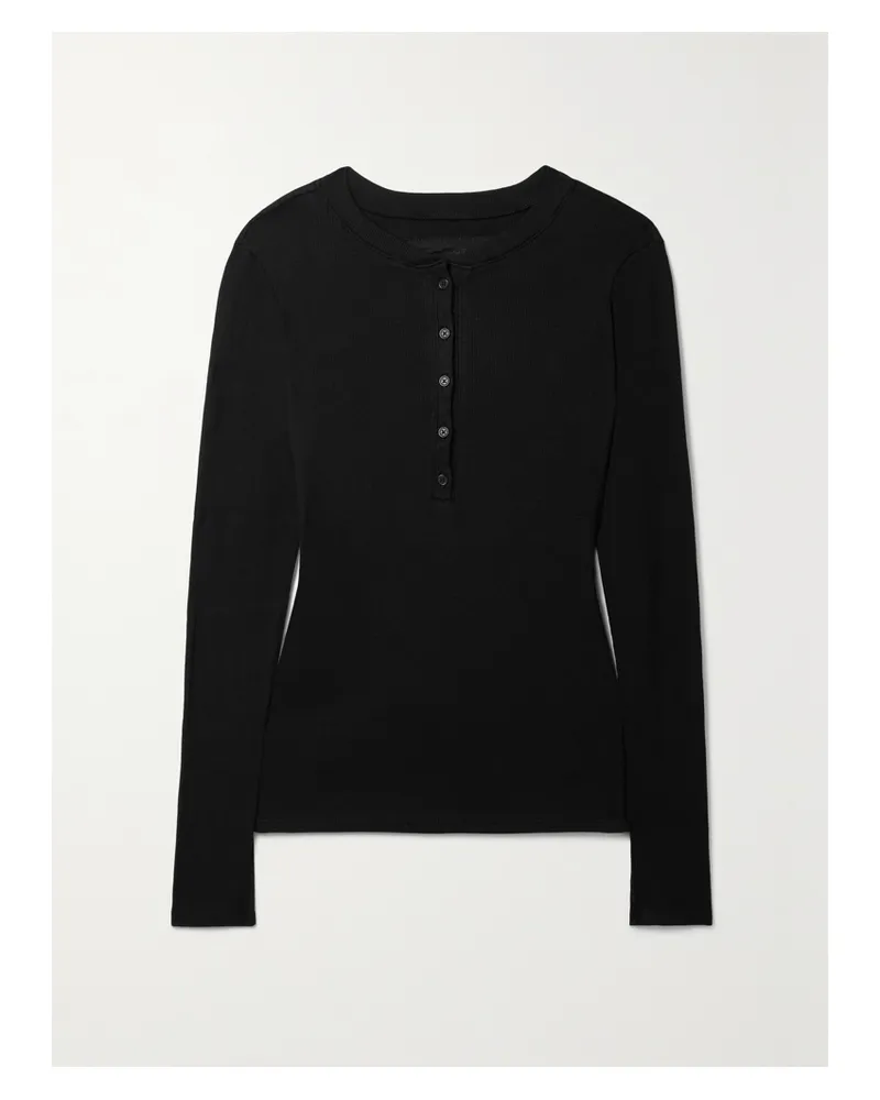 Nili Lotan Jordan Ribbed Cotton-jersey Top - Black Black