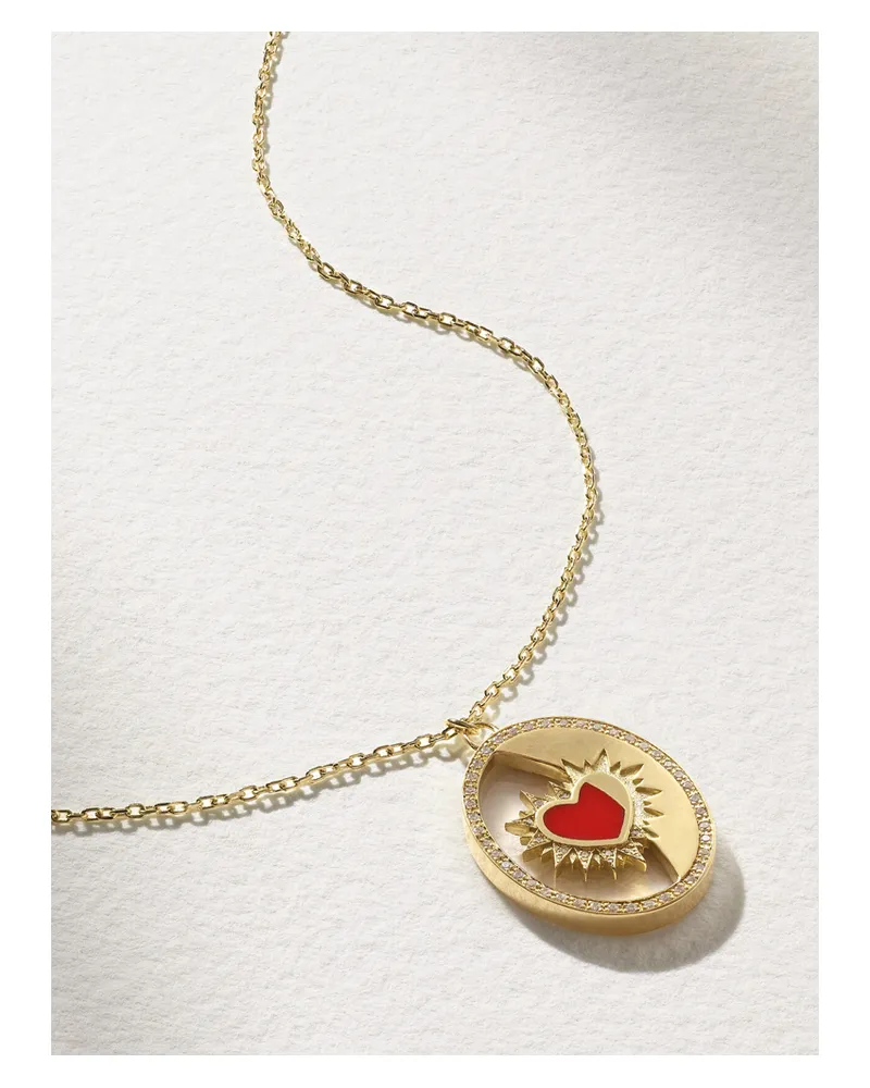 L’Atelier Nawbar Heart On Biladi Kette Aus 18 Karat Gold Mit Emaille Und Diamanten Gold