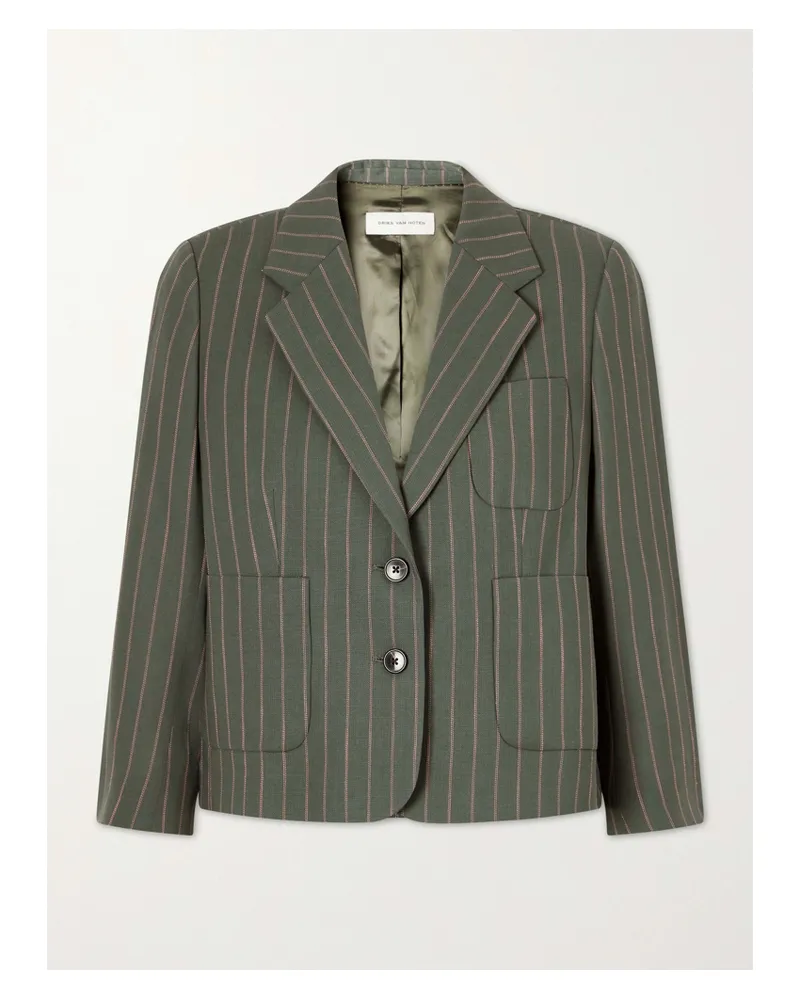 Dries van Noten Striped Wool-blend Twill Blazer - Green Green