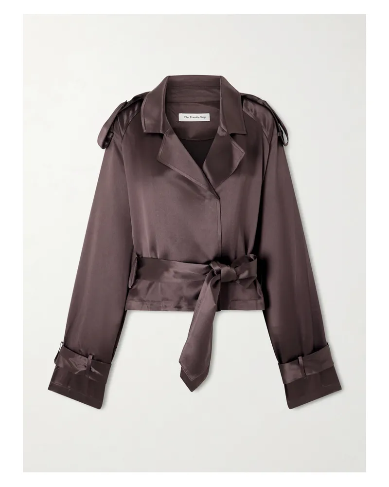 FRANKIE Shop Simona Belted Satin Jacket - Brown Brown