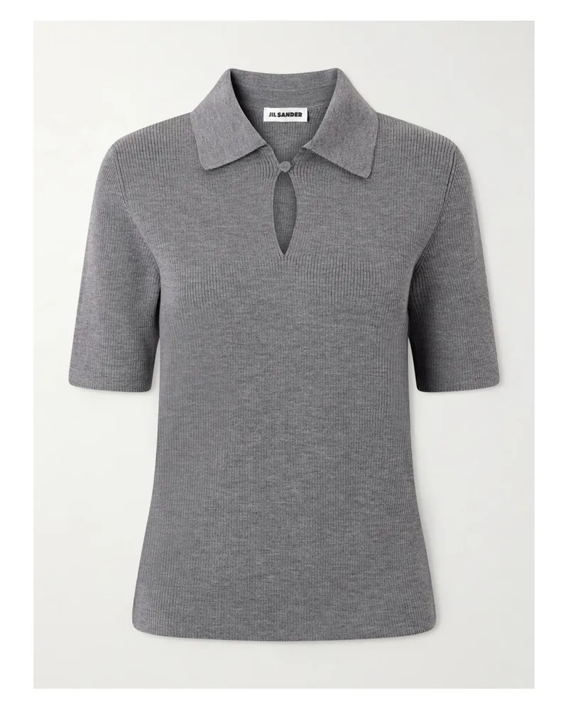 Jil Sander Polohemd Aus Gerippter Wolle - Grau Grau