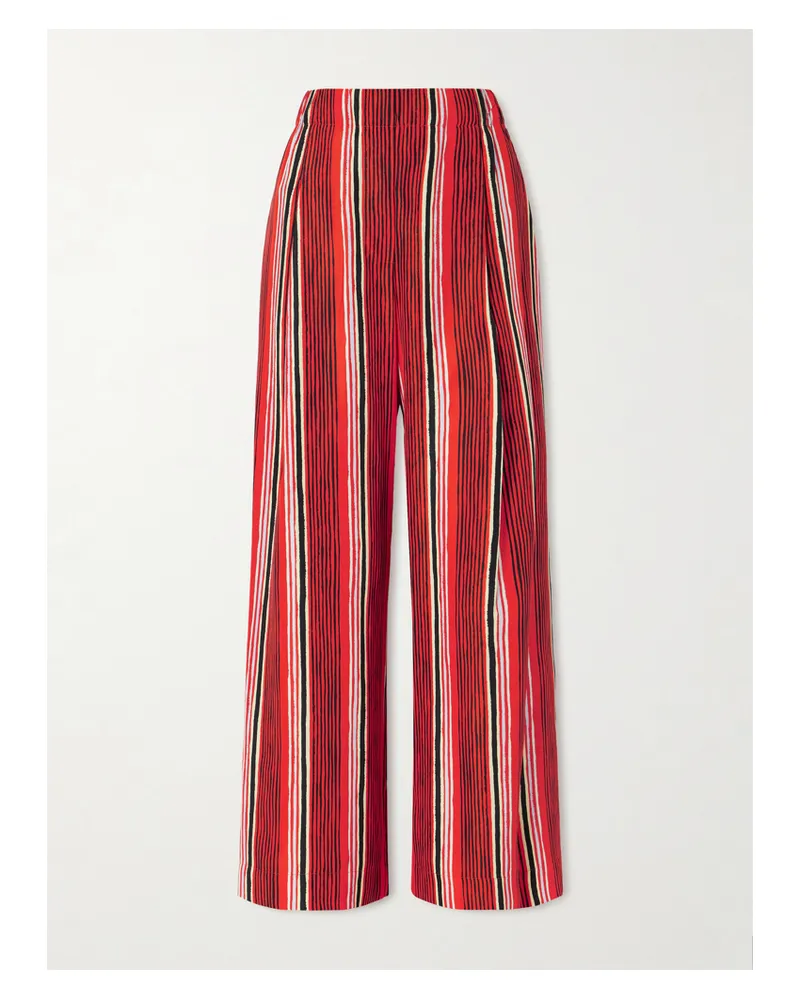 Proenza Schouler Amira Striped Silk-habotai Wide-leg Pants - Red Red