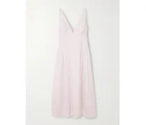 Lindie Ruched Cotton Midi Dress - Pink