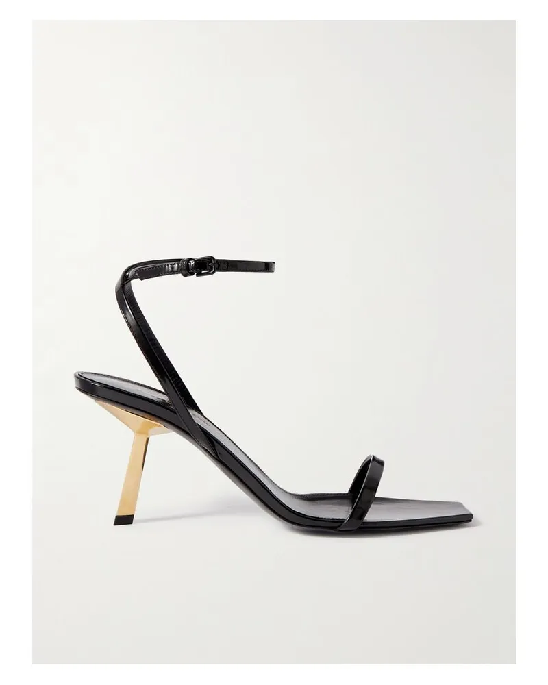 Saint Laurent Lee Sandalen Aus Lackleder - Schwarz Schwarz